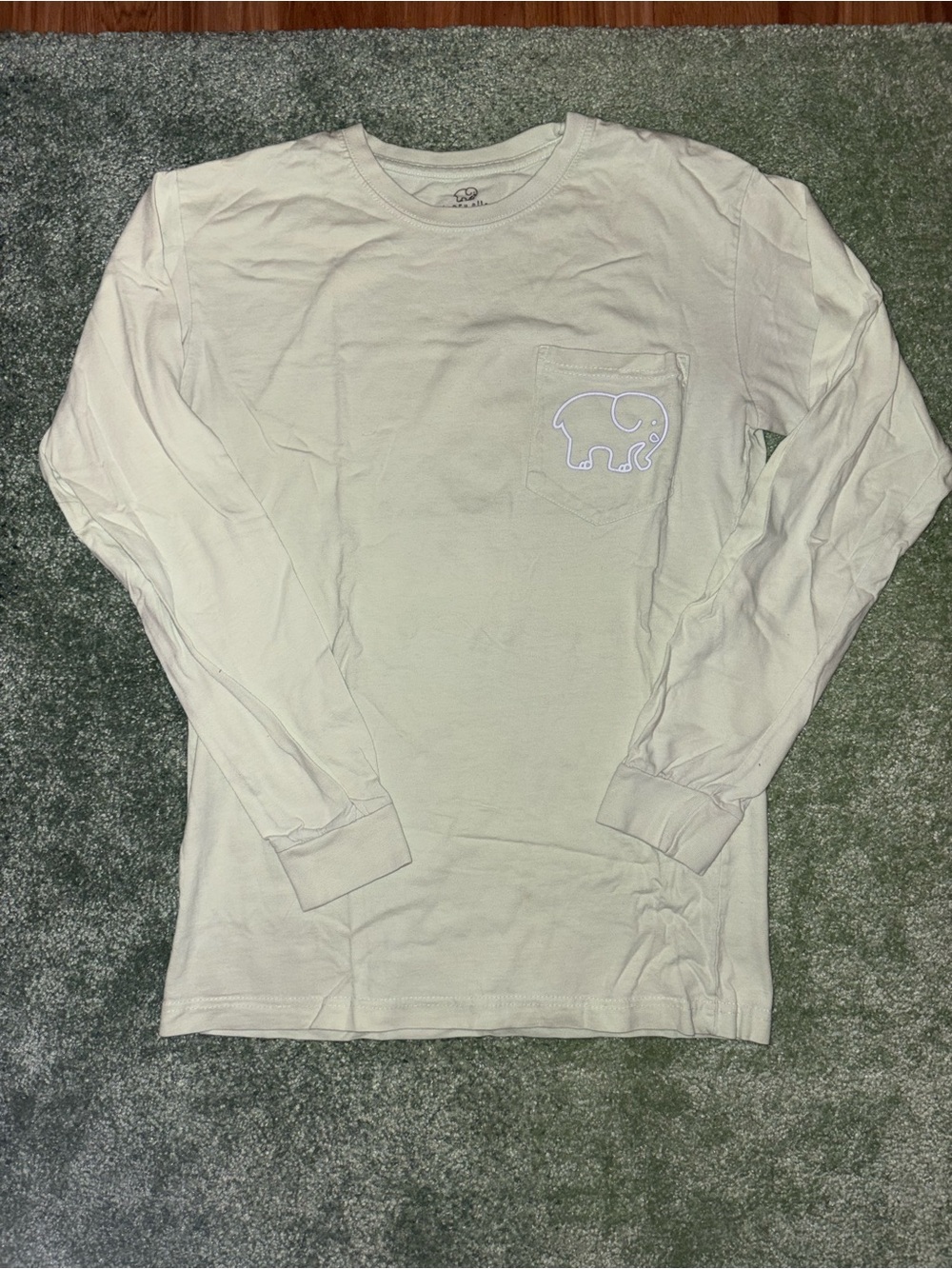 ivory ella Light Green Long Sleeve Pocket Tee with Elephant Logo